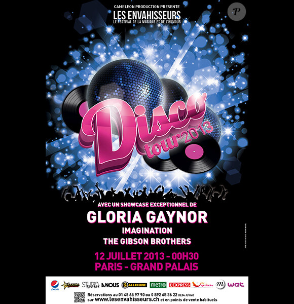 Soirée Disco Tour 2013, le 12 juillet à 00h30, avec Gloria Gaynor. Festival les Envahisseurs. Du 12 au 14 juillet 2013.