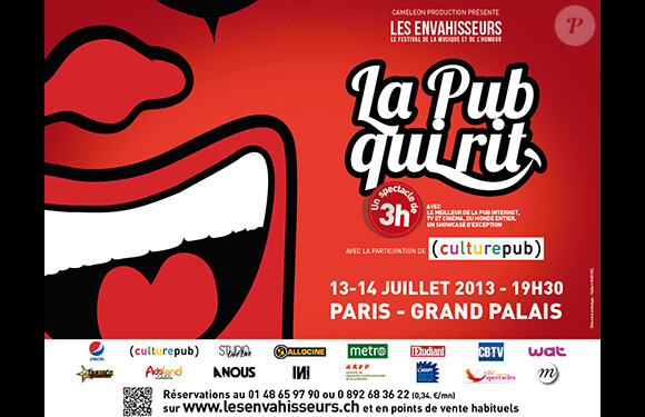 Soirée La pub qui rit, le 13 et 14 juillet, à 19h30. Festival les Envahisseurs. Du 12 au 14 juillet 2013.