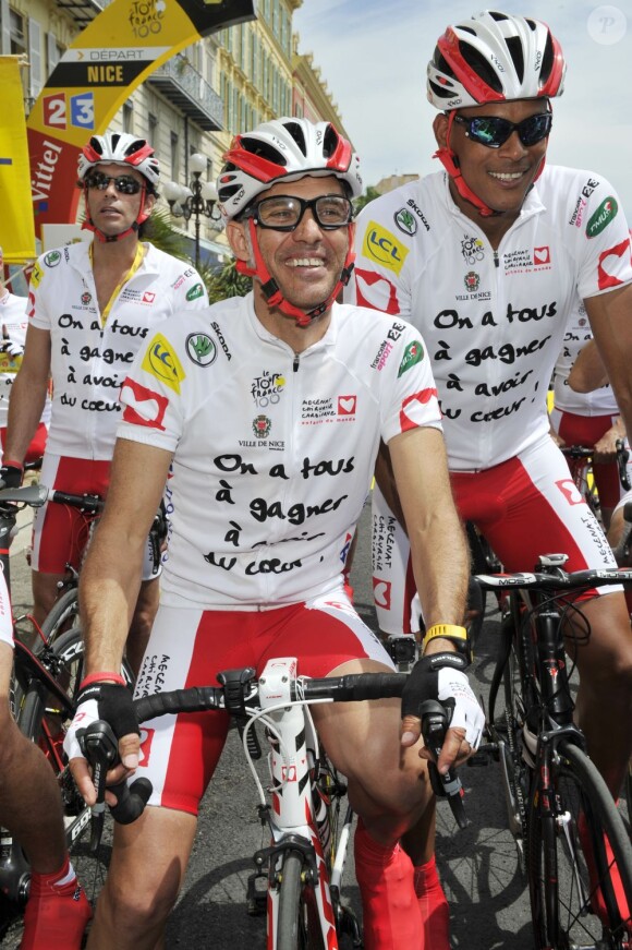 Paul Belomondo participe à l'étape du Coeur au profit de Mécénat Chirurgie Cardiaque en marge de la quatrième étape du Tour de France, à Nice le 2 juillet 2013.