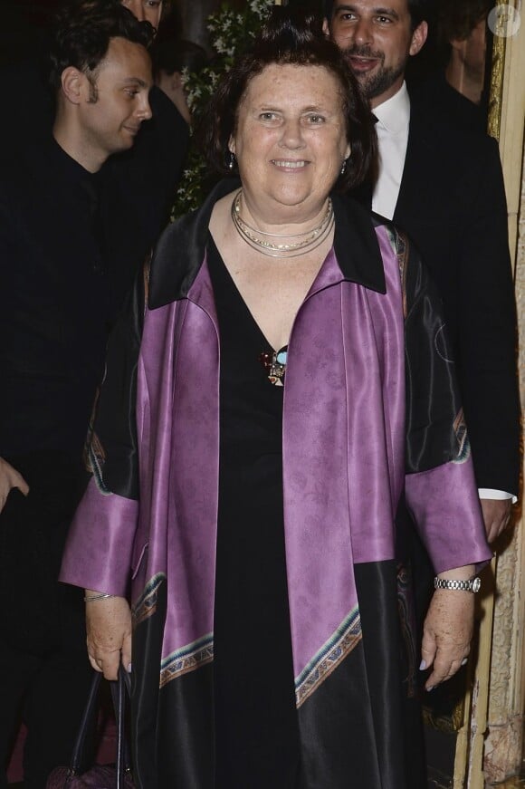 L'incontournable Suzy Menkes, redoutable spécialiste mode de l'International Herald Tribune - soirée Bulgari pour la collection Diva à l'Hôtel Potocki à Paris, le 2 juillet 2013.