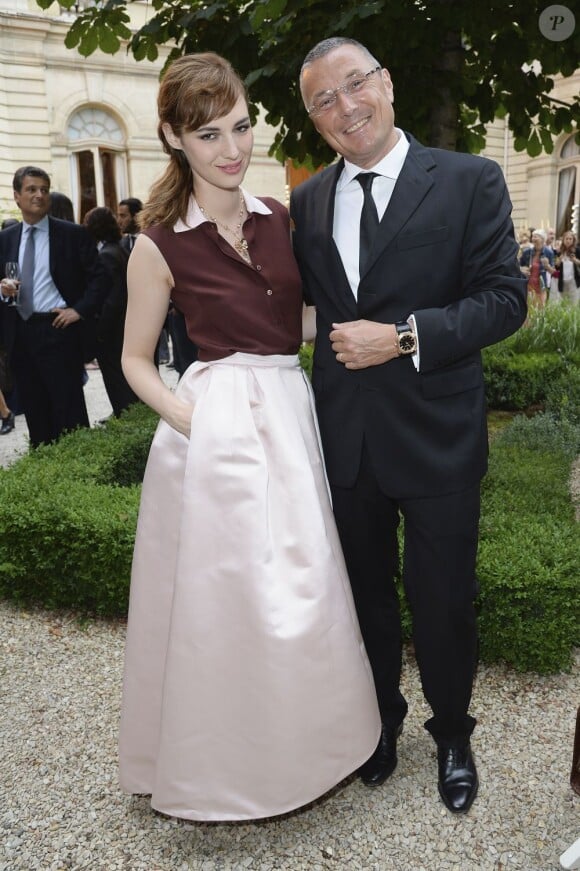 Louise Bourgoin et Jean-Christophe Babin, président de Bulgari - soirée Bulgari pour la collection Diva à l'Hôtel Potocki à Paris, le 2 juillet 2013.