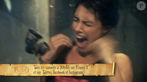 Alessandra Sublet en pleine crise de panique dans Fort Boyard, samedi 6 juillet 2013 sur France 2