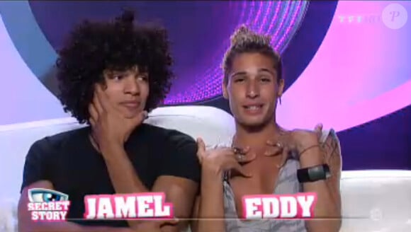 Jamel et Eddy dans la quotidienne de Secret Story 7 sur TF1 le lundi 8 juillet 2013