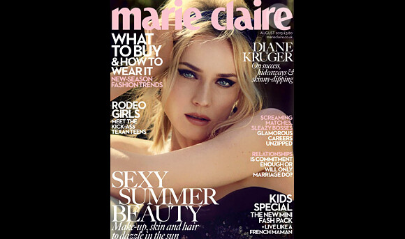 Diane Kruger est en couverture du magazine Marie Claire pour le mois d'août 2013.