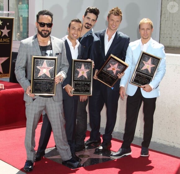 Le groupe Backstreet Boys (AJ McLean, Howie Dorough, Kevin Richardson, Nick Carter, et Brian Littrel) reçoit son étoile sur le Walk Of Fame à Hollywood, le 22 avril 2013.