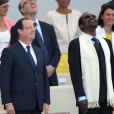 Ban Ki-moon, Francois Hollande, Dioncounda Traoré, président du Mali, Abdou Diouf, president du Sénégal, au défilé du 14 juillet 2013 à Paris.