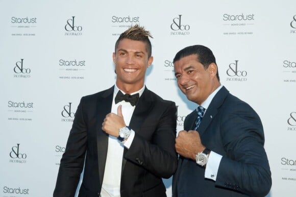Cristiano Ronaldo et Jacob Arabo, fondateur de Jacob & Co, à l'occasion de la soirée organisée par le joaillier Jacob & Co dont il est l'ambassadeur à l'hôtel Paris de Monaco le 4 juillet 2013