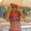 Michelle Hunziker, enceinte de Tomaso Trussardi, est en vacances à Ibiza, le 18 juillet 2013.