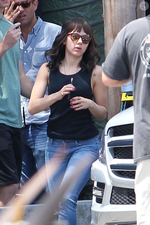 Scarlett Johansson sur le tournage duf ilm Chef de et avec Jon Favreau à Los Angeles le 22 juillet 2013