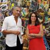 Bernard-Henri Lévy et la ministre de la Culture Aurélie Filippetti visitant l'exposition "Les Aventures de la Vérité, peinture et philosophie : récit", qui est installée du 29 juin au 11 novembre au sein de la Fondation Maeght et dont le commissaire est le philosophe et écrivain francais Bernard-Henri Lévy, à Saint-Paul-de-Vence. Photo prise le 27 juillet 2013