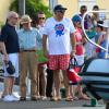Woody Allen et ses amis à Saint-Tropez le 28 juillet 2013.