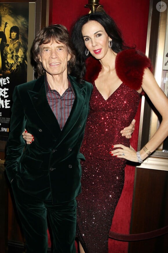 Mick Jagger et L'Wren Scott à la première new-yorkaise du documentaire The Rolling Stones Crossfire Hurricane au Ziegfeld Theater, le 13 novembre 2012.