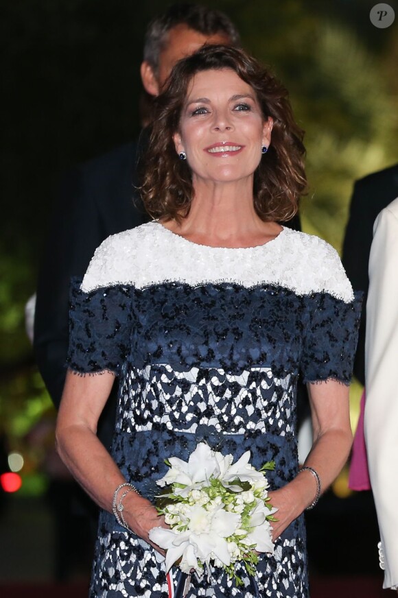 S.A.R la Princesse Caroline de Hanovre avant le 65e Bal de la Croix-Rouge au Sporting de Monte-Carlo à Monaco le 2 août 2013.