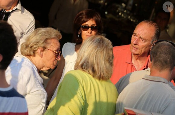 Jacques Chirac et son épouse Bernadette Chirac à Saint-Tropez le 10 août 2012.