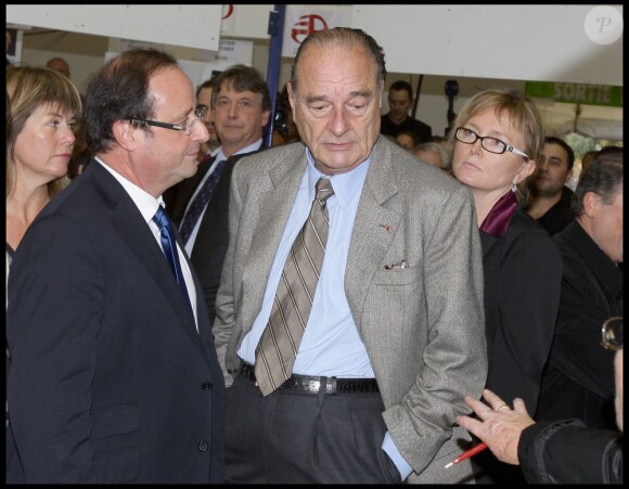 Jacques Chirac, François Hollande et Claude Chirac à Brive-la-Gaillarde le 7 novembre 2009.