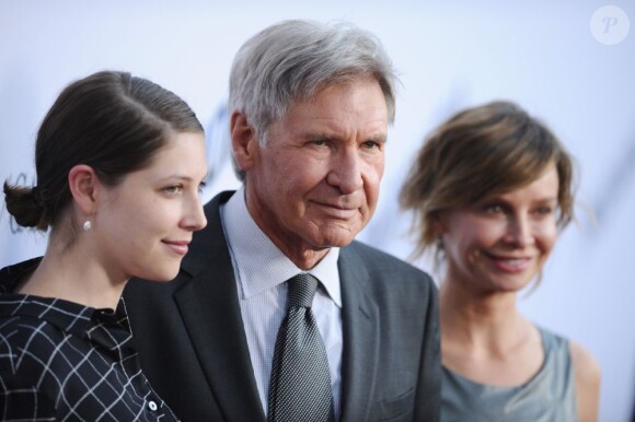 Georgia Ford, Harrison Ford et sa femme Calista Flockhart à la première de Paranoia au DGA Theater à Los Angeles, le 8 août 2013.
