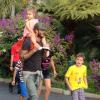 Exclusif -  Le sexy David Beckham avec ses enfants : la petite Harper, Romeo et Cruz au parc Legoland de Carlsbad en Californie le 6 août 2013