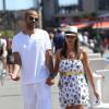 Tony Parker et sa fiancée Axelle Francine se promènent main dans la main à Saint-Tropez, le 20 août 2013.