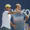 Rafael Nadal et Roger Federer complices pour le Arthur Ashe Kids' Day à New York, le 24 août 2013.