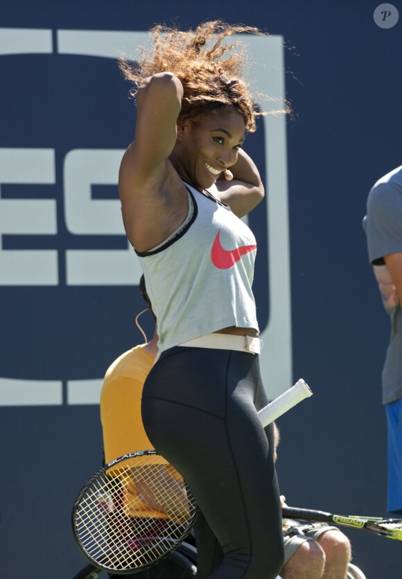 Serena Williams tout sourire pour le Arthur Ashe Kids' Day à New York, le 24 août 2013.