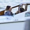 Virginie Ledoyen arrive en bateau pour assister au 70e festival du film de Venise, le 27 août 2013.