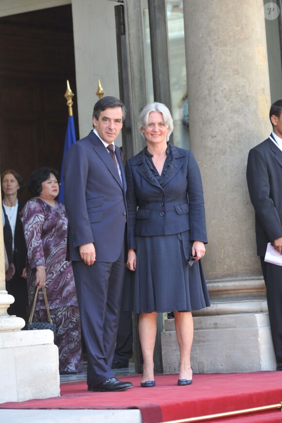 François Fillon et son épouse Penelope au palais de l'Elysée, le 14 juillet 2009.