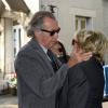 Michel Leeb et Francoise Huth, femme de Pierre Huth aux obsèques de Pierre Huth à Nogent-sur-Marne le 30 août 2013.