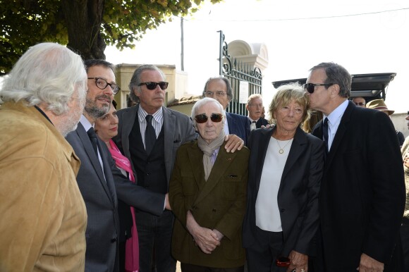 Michel Leeb, Charles Aznavour, Francoise Huth, femme de Pierre Huth, Francis Huster aux obsèques de Pierre Huth à Nogent-sur-Marne le 30 août 2013.