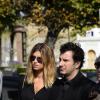 Michael Youn et sa compagne Isabelle Funaro aux obsèques de Pierre Huth à Nogent-sur-Marne le 30 août 2013.