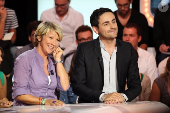Ariane Massenet et Camille Combal lors de la conférence de presse de rentrée de D8 et D17 "Touche Pas a Ma Rentrée", le 29 aout 2013 (EXCLU)