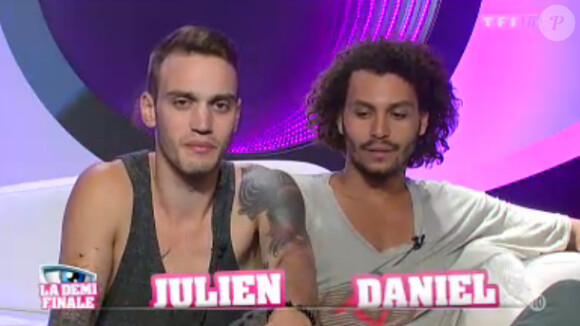 Julien et Daniel dans la quotidienne de Secret Story 7 sur TF1 le mardi 3 septembre 2013