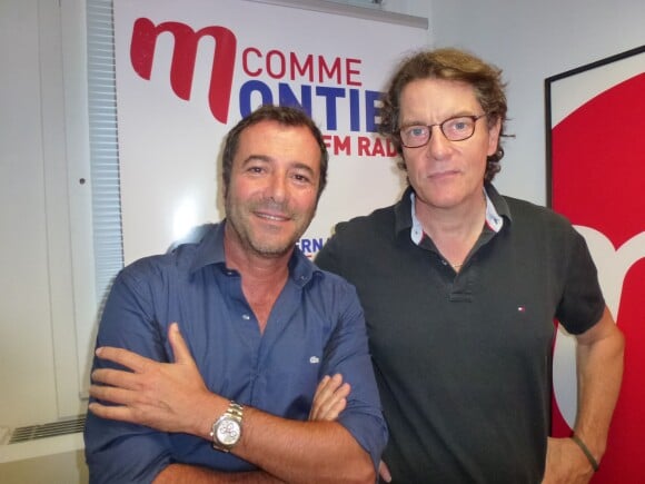 Bernard Montiel et Francis Cabrel dans les studios de MFM à Paris, pour M comme Montiel.