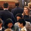 Le prince Felipe et la princesse Letizia d'Espagne au Teatro Colon à Buenos Aires le 6 septembre 2013 pour la soirée d'ouverture de la 125e session du CIO, qui doit désigner la ville hôte des JO 2020.