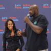 Michelle Obama s'est rendue dans une école primaire de Washington avec Shaquille O'Neal pour faire du sport et délivrer un discours, le 6 septembre 2013.