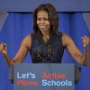 Michelle Obama s'est rendue dans une école primaire de Washington avec Shaquille O'Neal pour faire du sport et délivrer un discours, le 6 septembre 2013.

