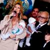 Céline Dion avec son mari René Angélil et leurs enfants, René-Charles, Nelson et Eddy, à Las Vegas, le 16 février 2011.