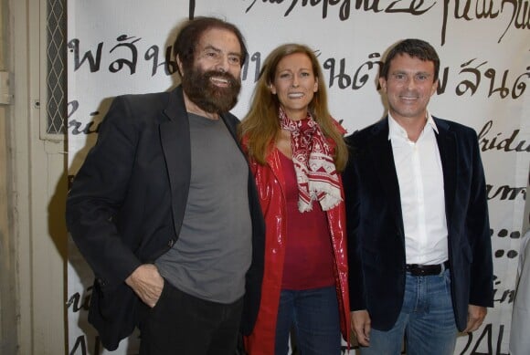 Marek Halter, Anne Gravoin et son mari Manuel Valls - Soirée du nouvel an juif chez Marek Halter à Paris le 8 septembre 2013.