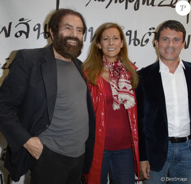 Marek Halter, Anne Gravoin et son mari Manuel Valls - Soirée du nouvel an juif chez Marek Halter à Paris le 8 septembre 2013.