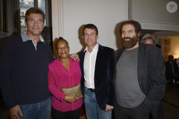 Arnaud Montebourg, Christiane Taubira, Manuel Valls et Marek Halter - Soirée du nouvel an juif chez Marek Halter à Paris le 8 septembre 2013.
