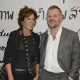 La romancière Christine Orban et Eric Naulleau - Soirée du nouvel an juif chez Marek Halter à Paris le 8 septembre 2013.