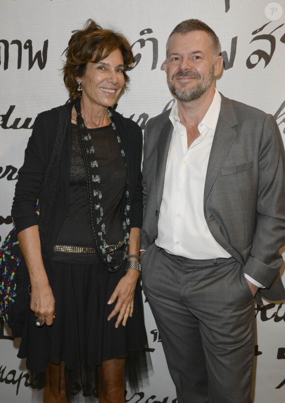 La romancière Christine Orban et Eric Naulleau - Soirée du nouvel an juif chez Marek Halter à Paris le 8 septembre 2013.