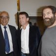 Yossi Gal, Manuel Valls et Marek Halter - Soirée du nouvel an juif chez Marek Halter à Paris le 8 septembre 2013.