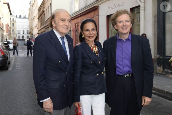 Samuel et Judith Pisar avec le pianiste Mikhail Rudy - Soirée du nouvel an juif chez Marek Halter à Paris le 8 septembre 2013.