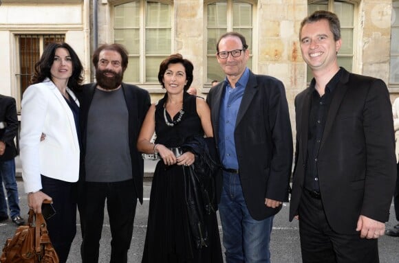 Marek Halter, Ruth Elkrief et son mari, Claude Czechowski, et David Martinon - Soirée du nouvel an juif chez Marek Halter à Paris le 8 septembre 2013.