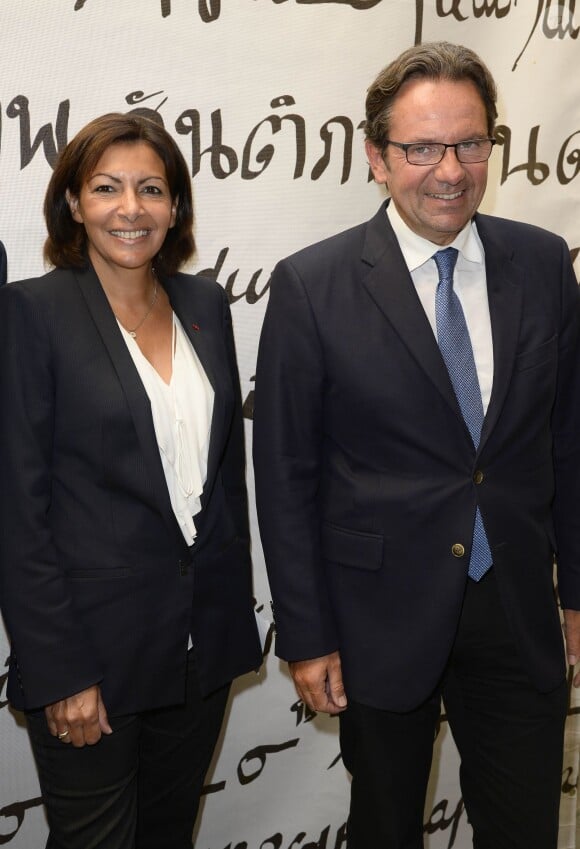Anne Hidalgo et Frédéric Lefèvre - Soirée du nouvel an juif chez Marek Halter à Paris le 8 septembre 2013.