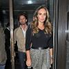 Tamara Ecclestone et son mari Jay Rutland lors d'un dîner au restaurant avec son père Bernie Ecclestone et la femme de celui-ci, Fabiana Flossi, à Londres, le 9 septembre 2013