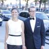 La princesse héritière Victoria de Suède et son époux, le prince Daniel lors du dîner au musée nordique, dans le cadre du jubilé des 40 ans de règne du roi Carl XVI Gustaf à Stockholm le 14 septembre 2013