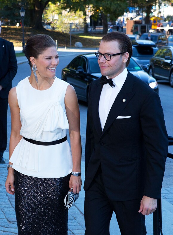 Victoria et Daniel de Suède lors du dîner au musée nordique, dans le cadre du jubilé des 40 ans de règne du roi Carl XVI Gustaf à Stockholm le 14 septembre 2013