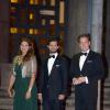 La princesse Madeleine de Suède enceinte, son mari Chris O'Neill et le prince Carl Philip de Suède lors du concert de la diète royale (le parlement suédois) dans le cadre du jubilé des 40 ans de règne du roi Carl XVI Gustaf à Stockholm le 14 septembre 2013