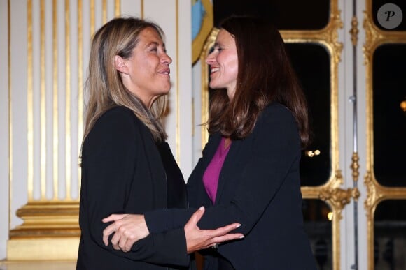 Marie-Christine Saragosse, Aurélie Filippetti à Paris le 17 septembre 2013.